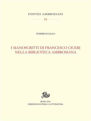 cover image of I manoscritti di Francesco Ciceri nella Biblioteca Ambrosiana